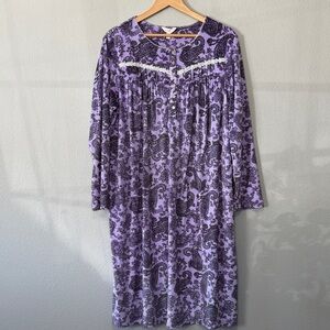 CHIC GRANNYCORE Lavender Paisley Nightgown Lace Ultra Soft XL Secret Treasure